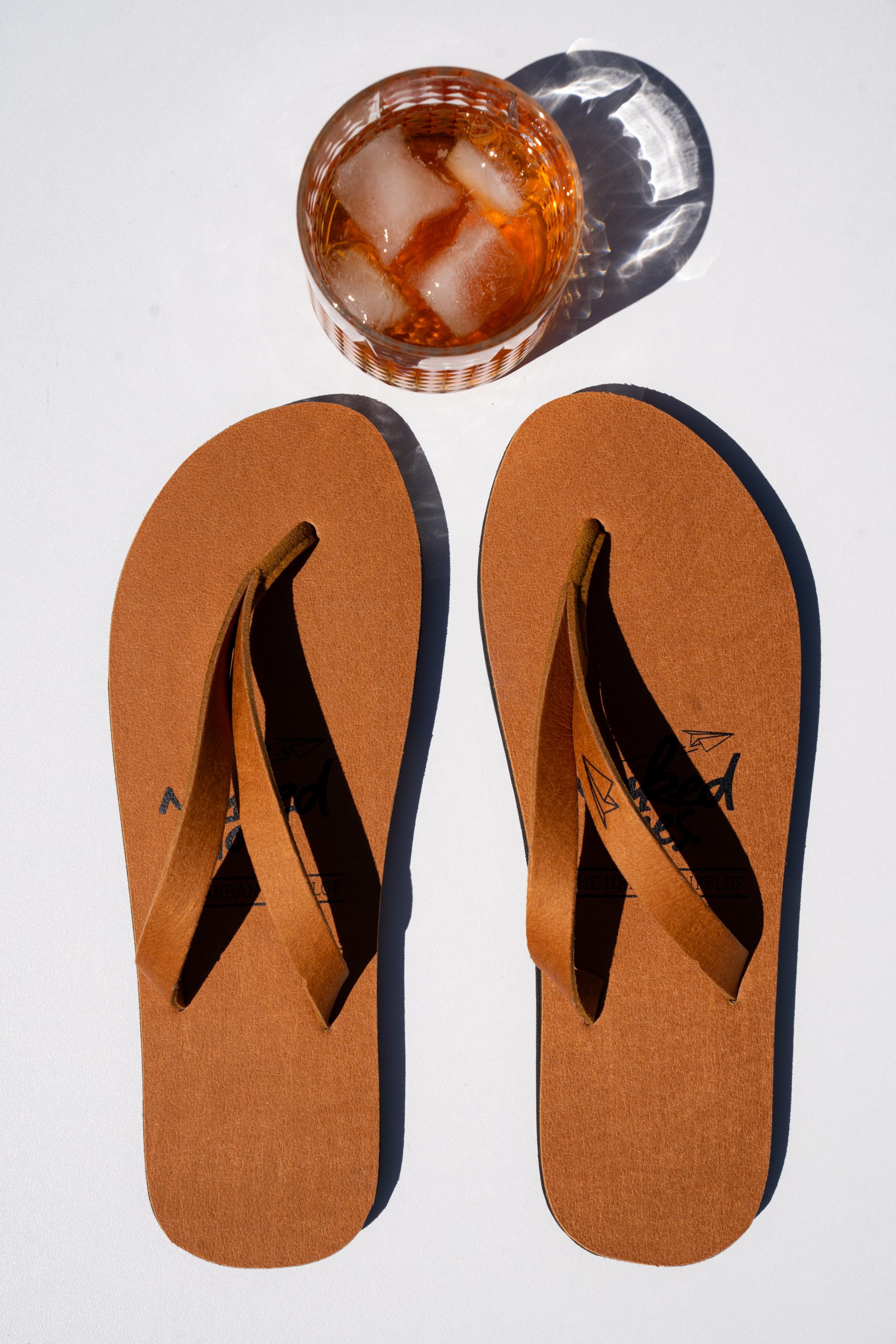 cognac flip flops