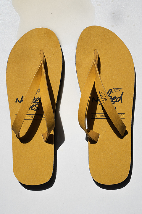 Yellow 'Naked Toes' Flip Flops woman 